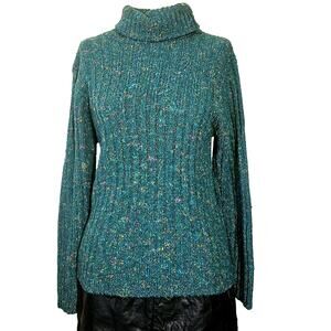 Green Wool Blend Turtleneck Sweater Size Small
